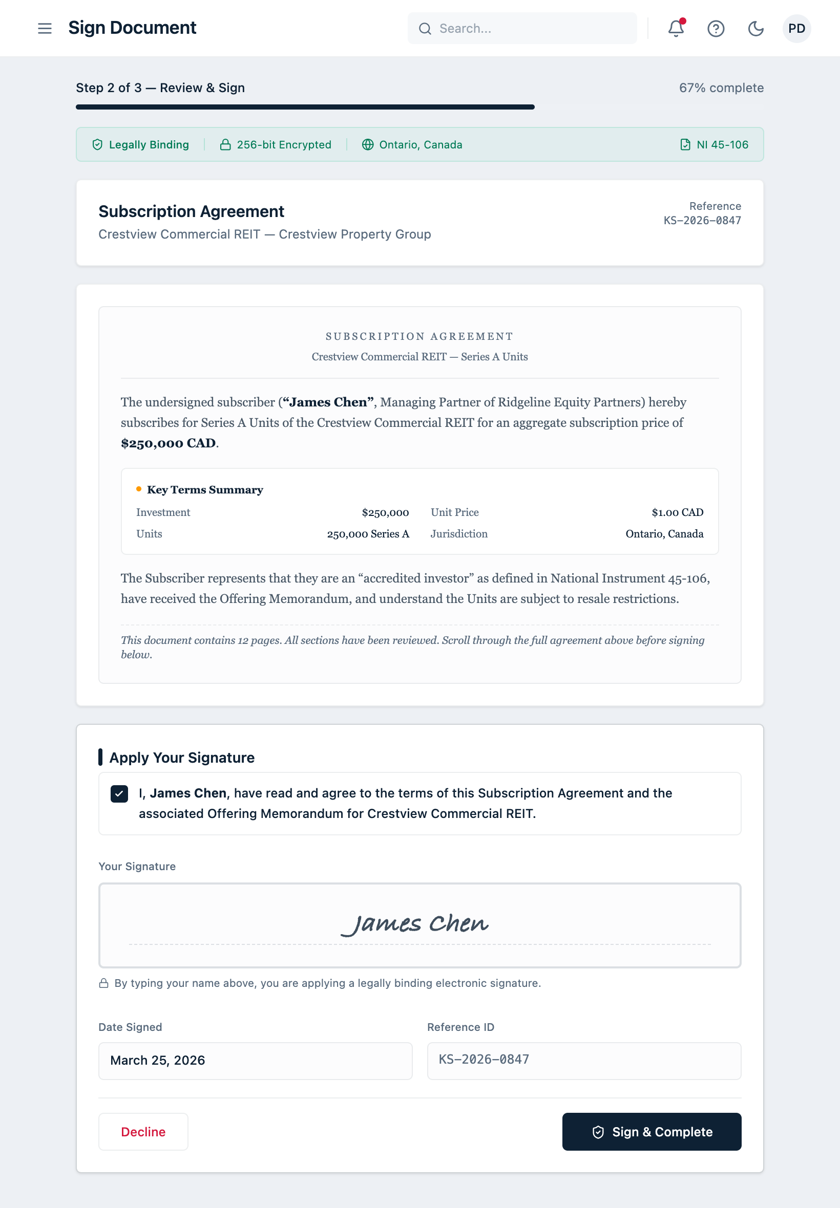 KSign ceremony on iPad