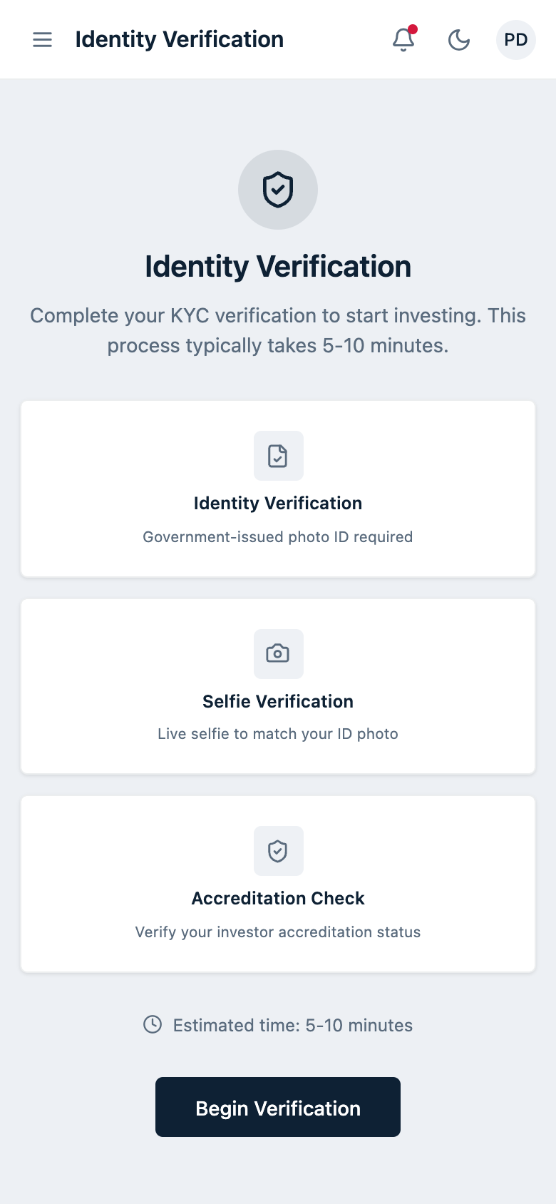 KYC onboarding step 1
