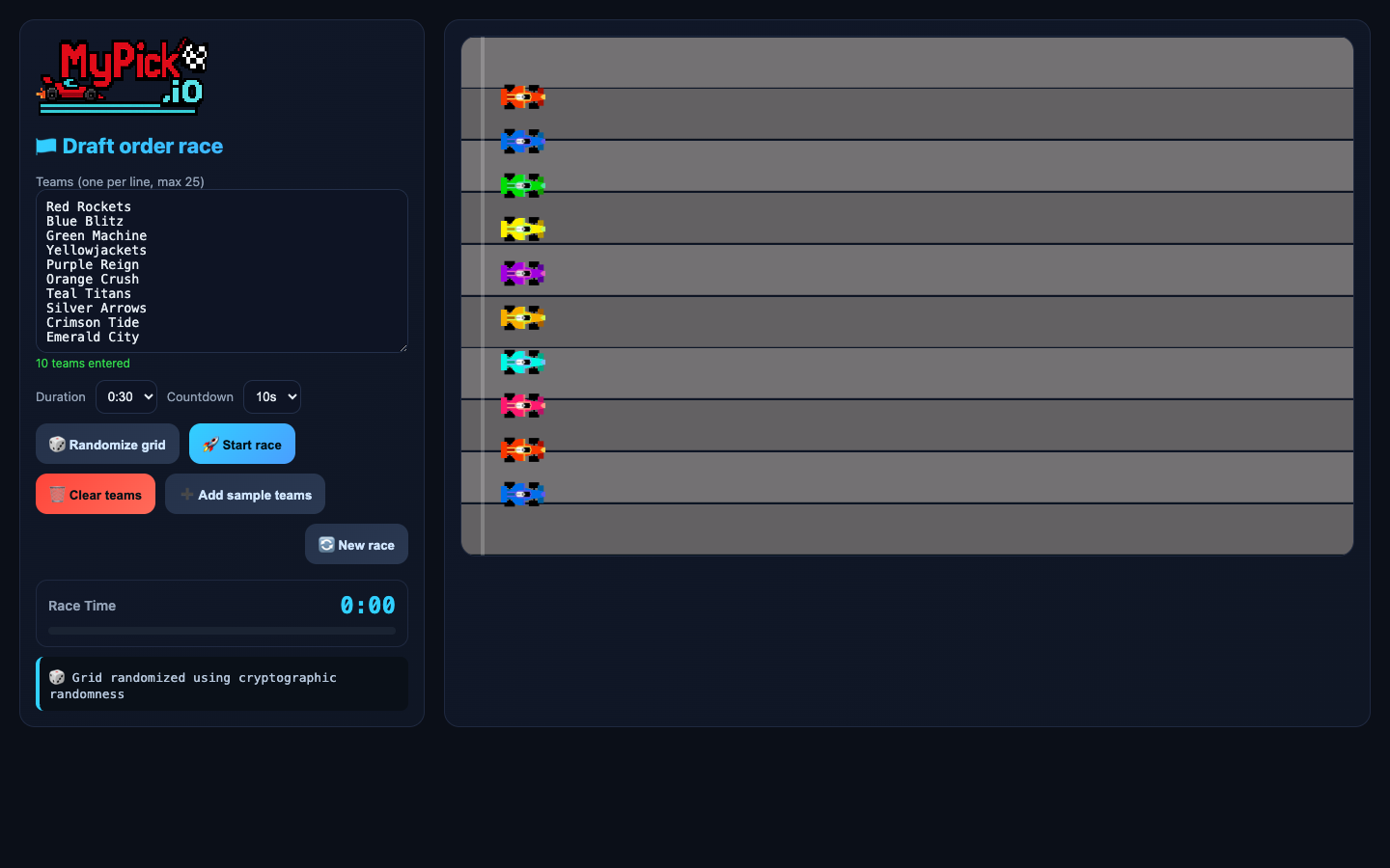 MyPick.io homepage with multiplayer lobby