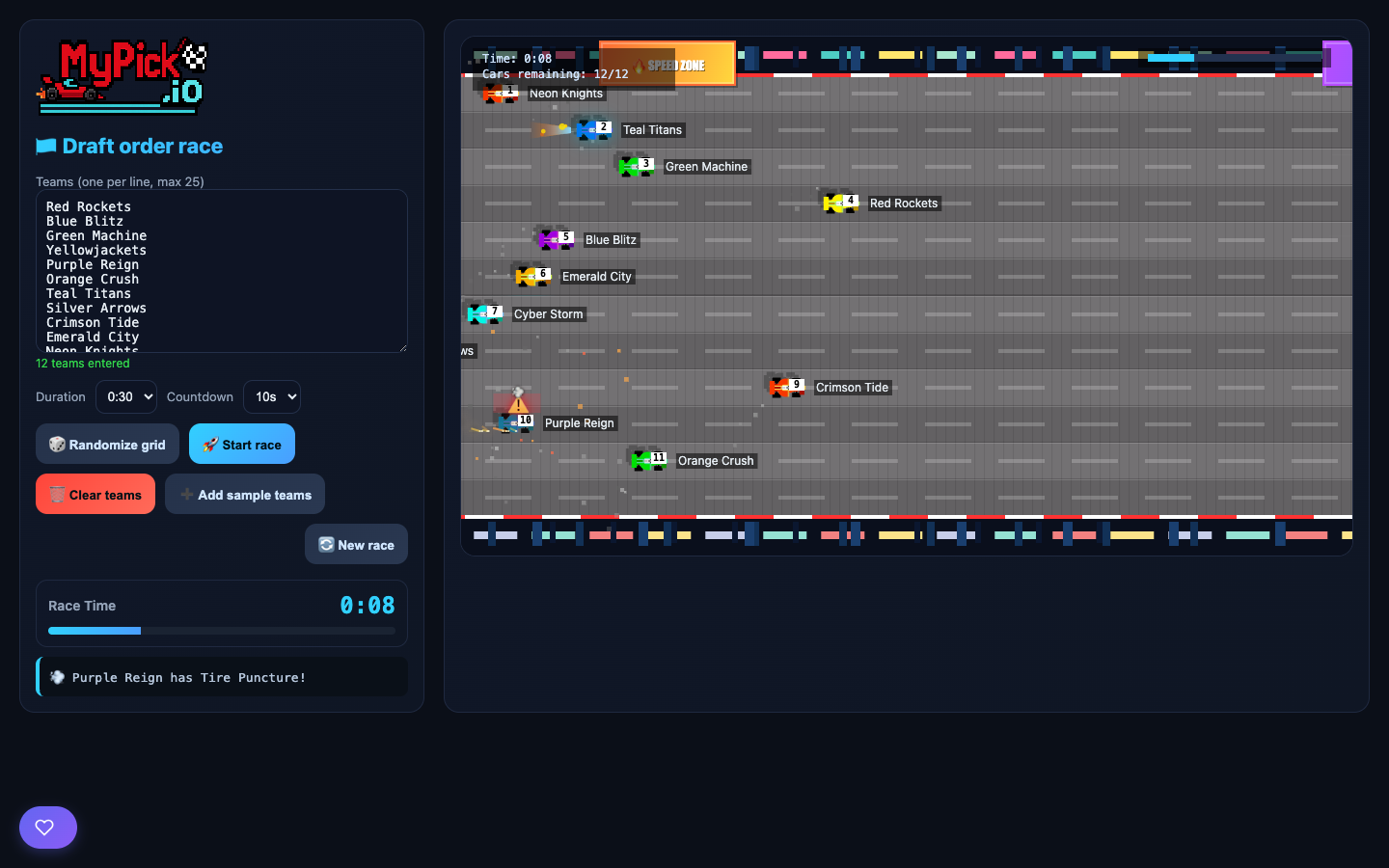 MyPick.io multiplayer race in progress